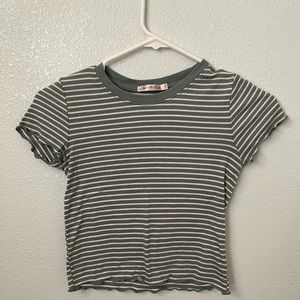 Heart & hips green and white stripped lettuce trim tee size xs